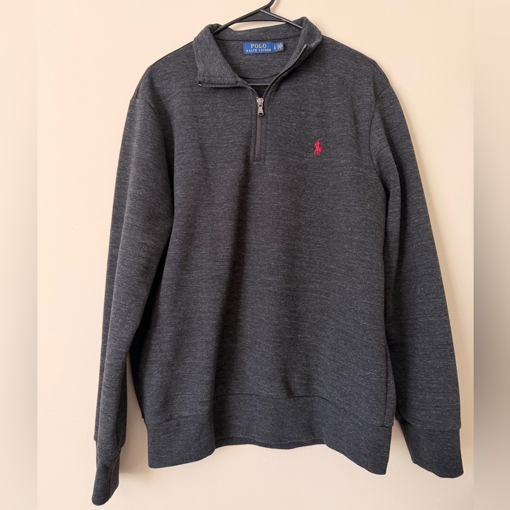 Ralph Lauren Black Zip Up Sweater with Embroidered Logo
